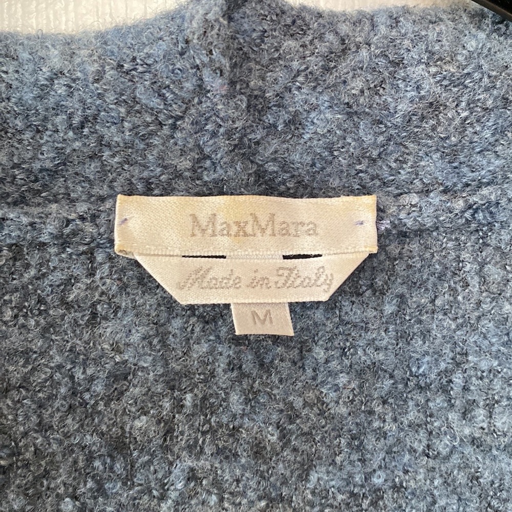 MaxMara Italy Light Blue Open Front Wool Cardigan Sweater - Picture 4 of 8